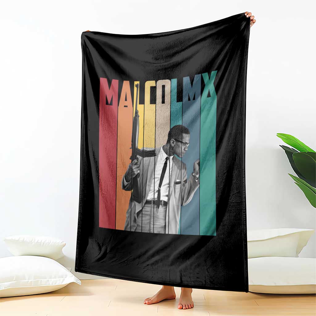 Malcolm X Throw Blanket Retro Portrait Black Empowerment Heritage Gift - Wonder Print Shop