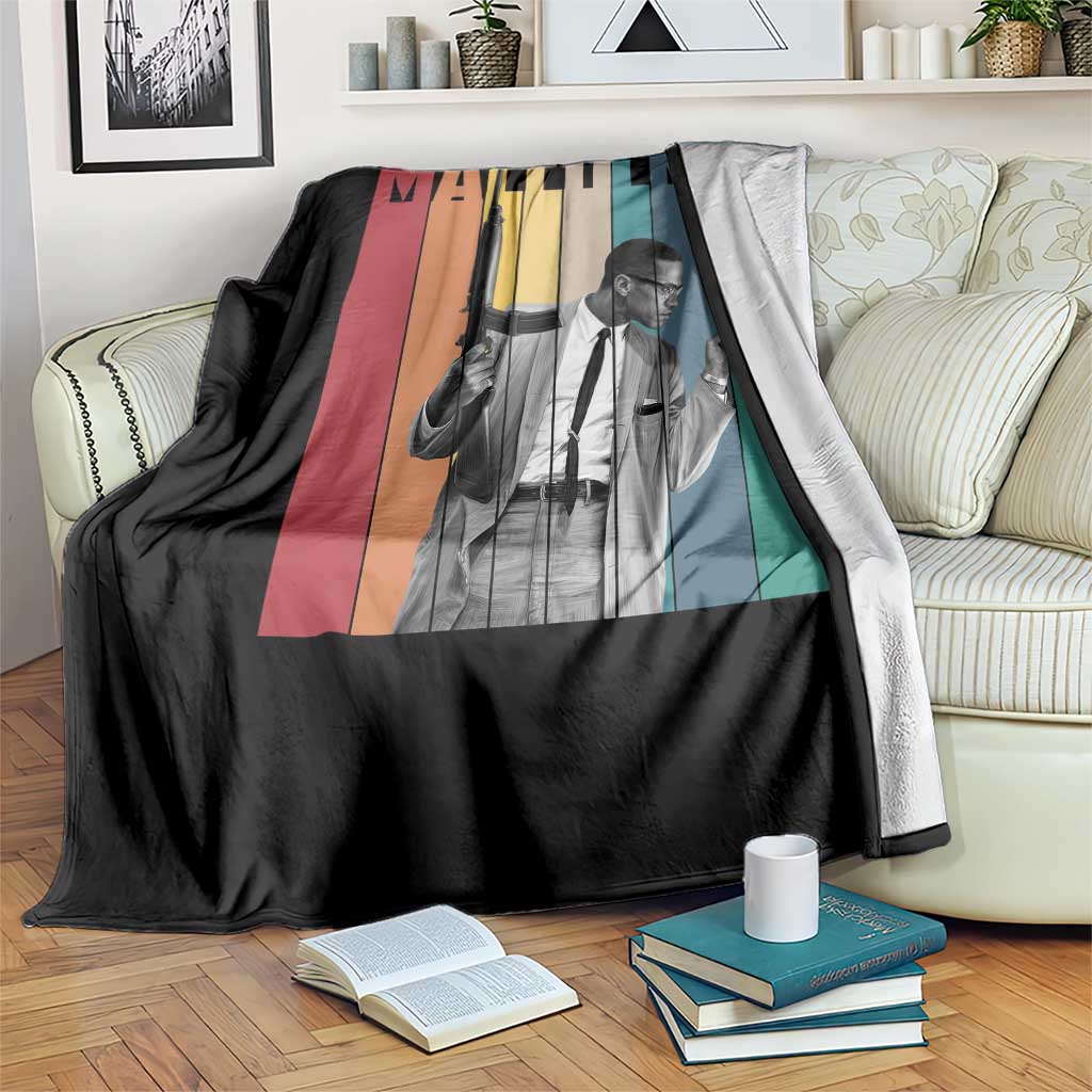 Malcolm X Throw Blanket Retro Portrait Black Empowerment Heritage Gift - Wonder Print Shop