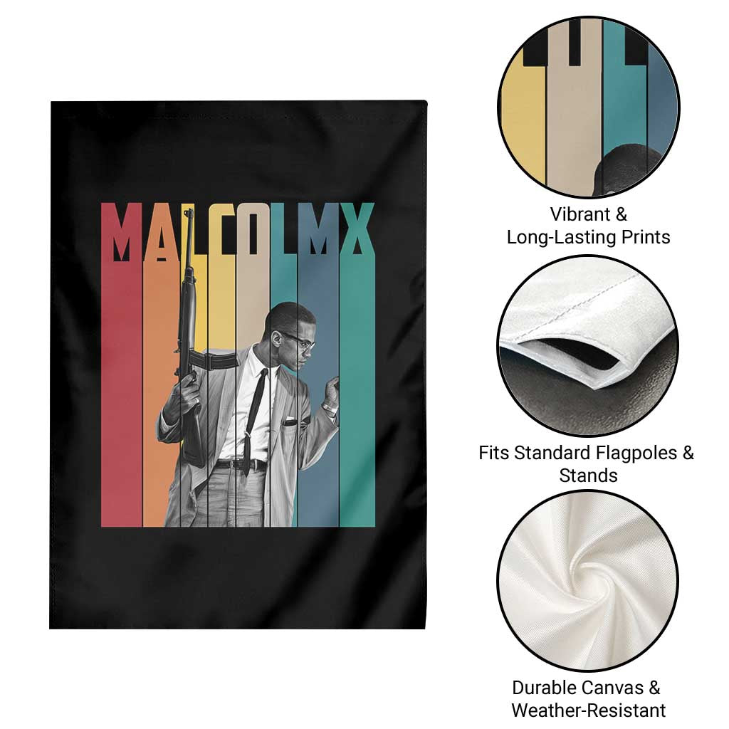 Malcolm X Garden Flag Retro Portrait Black Empowerment Heritage Gift - Wonder Print Shop
