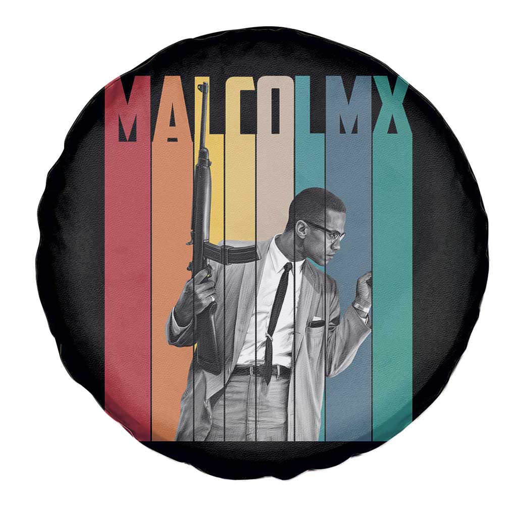 Malcolm X Spare Tire Cover Retro Portrait Black Empowerment Heritage Gift - Wonder Print Shop