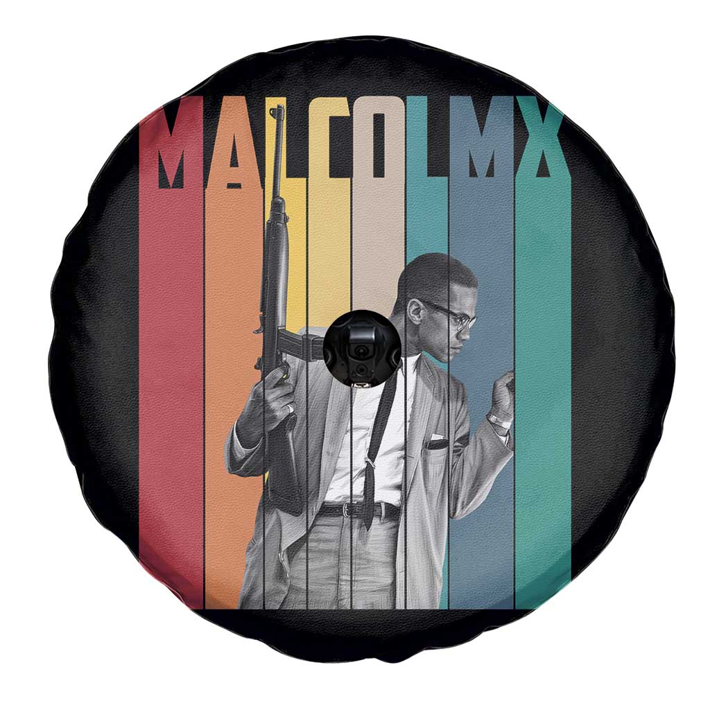 Malcolm X Spare Tire Cover Retro Portrait Black Empowerment Heritage Gift - Wonder Print Shop