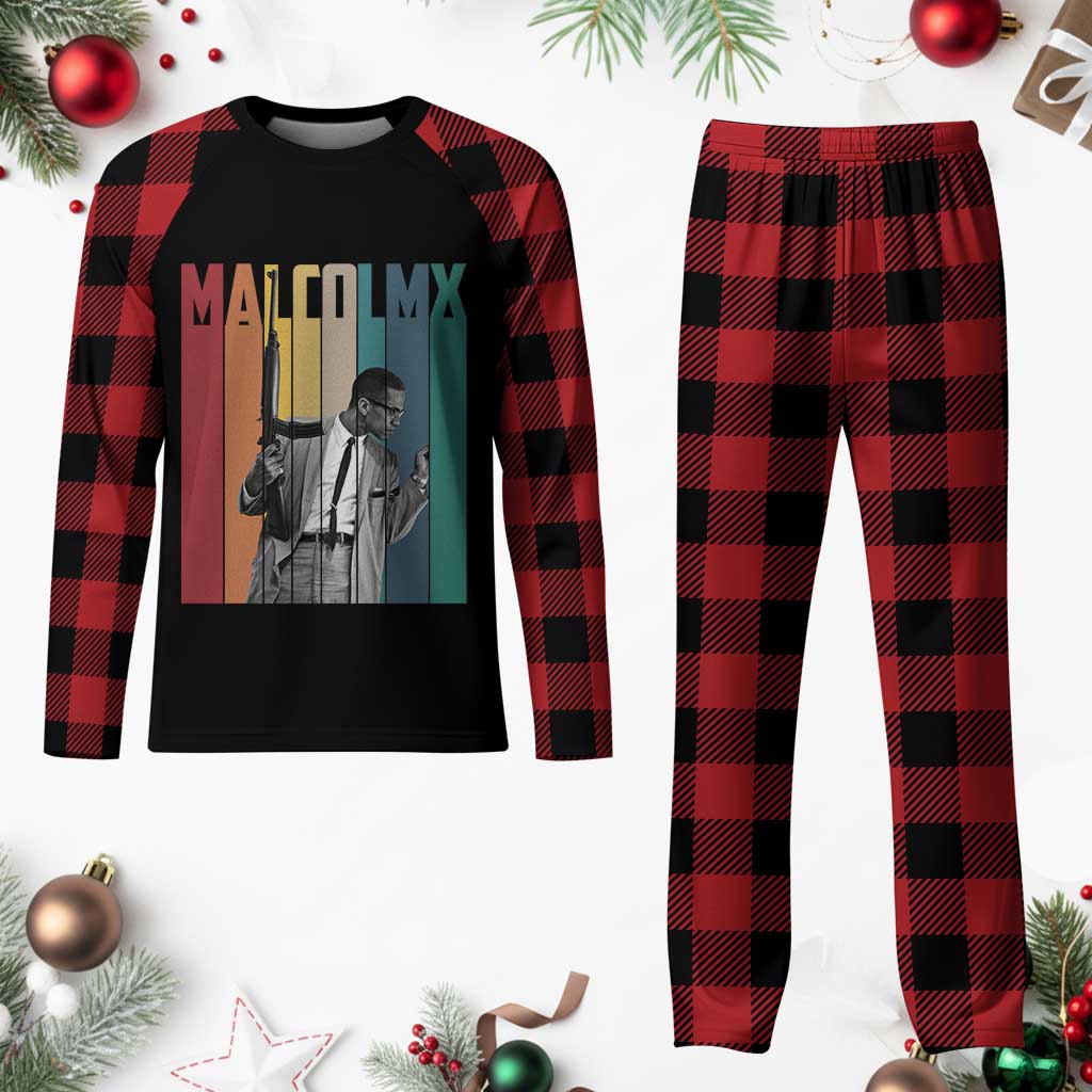 Malcolm X Plaid Pajama Set Retro Portrait Black Empowerment Heritage Gift - Wonder Print Shop