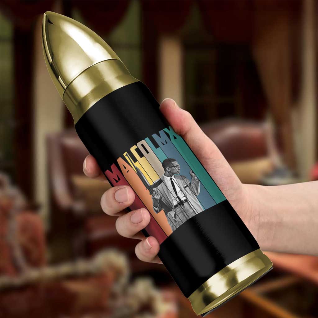 Malcolm X Bullet Tumbler Retro Portrait Black Empowerment Heritage Gift - Wonder Print Shop