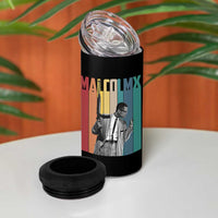 Malcolm X 4 in 1 Can Cooler Tumbler Retro Portrait Black Empowerment Heritage Gift - Wonder Print Shop