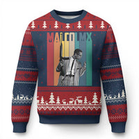 Malcolm X Ugly Christmas Sweater Retro Portrait Black Empowerment Heritage Gift - Wonder Print Shop
