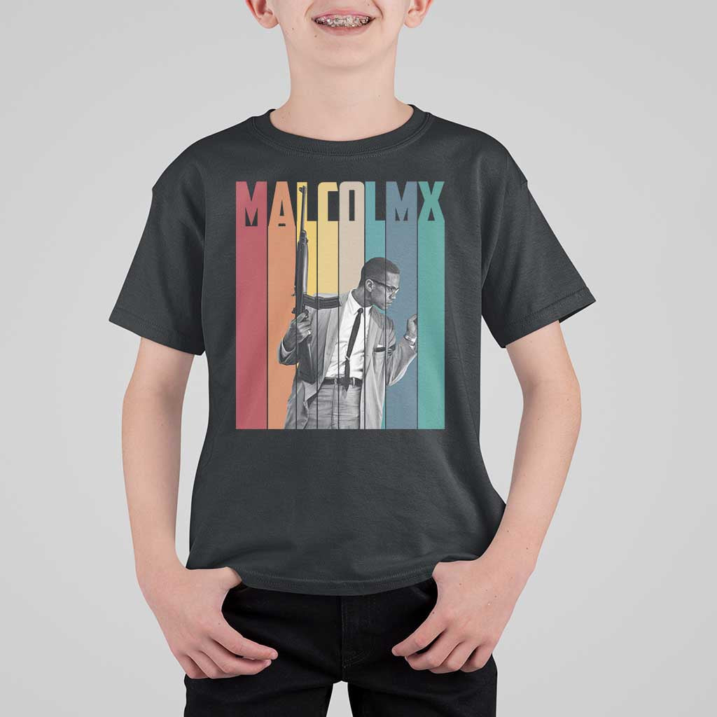 Malcolm X T Shirt For Kid Retro Portrait Black Empowerment Heritage Gift - Wonder Print Shop