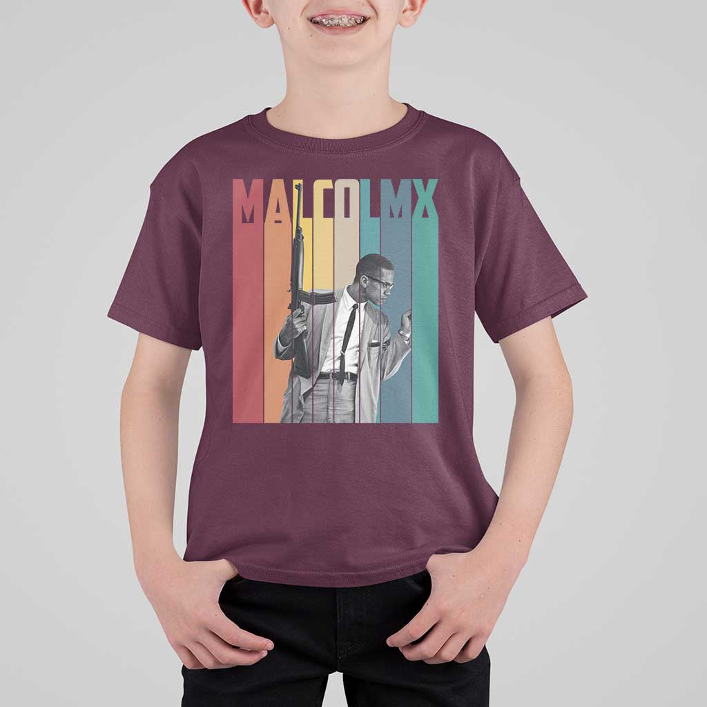 Malcolm X T Shirt For Kid Retro Portrait Black Empowerment Heritage Gift - Wonder Print Shop