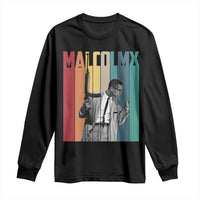 Malcolm X Long Sleeve Shirt Retro Portrait Black Empowerment Heritage Gift - Wonder Print Shop