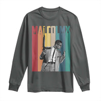 Malcolm X Long Sleeve Shirt Retro Portrait Black Empowerment Heritage Gift - Wonder Print Shop