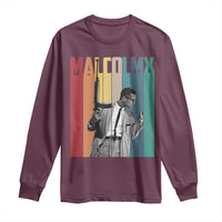 Malcolm X Long Sleeve Shirt Retro Portrait Black Empowerment Heritage Gift - Wonder Print Shop