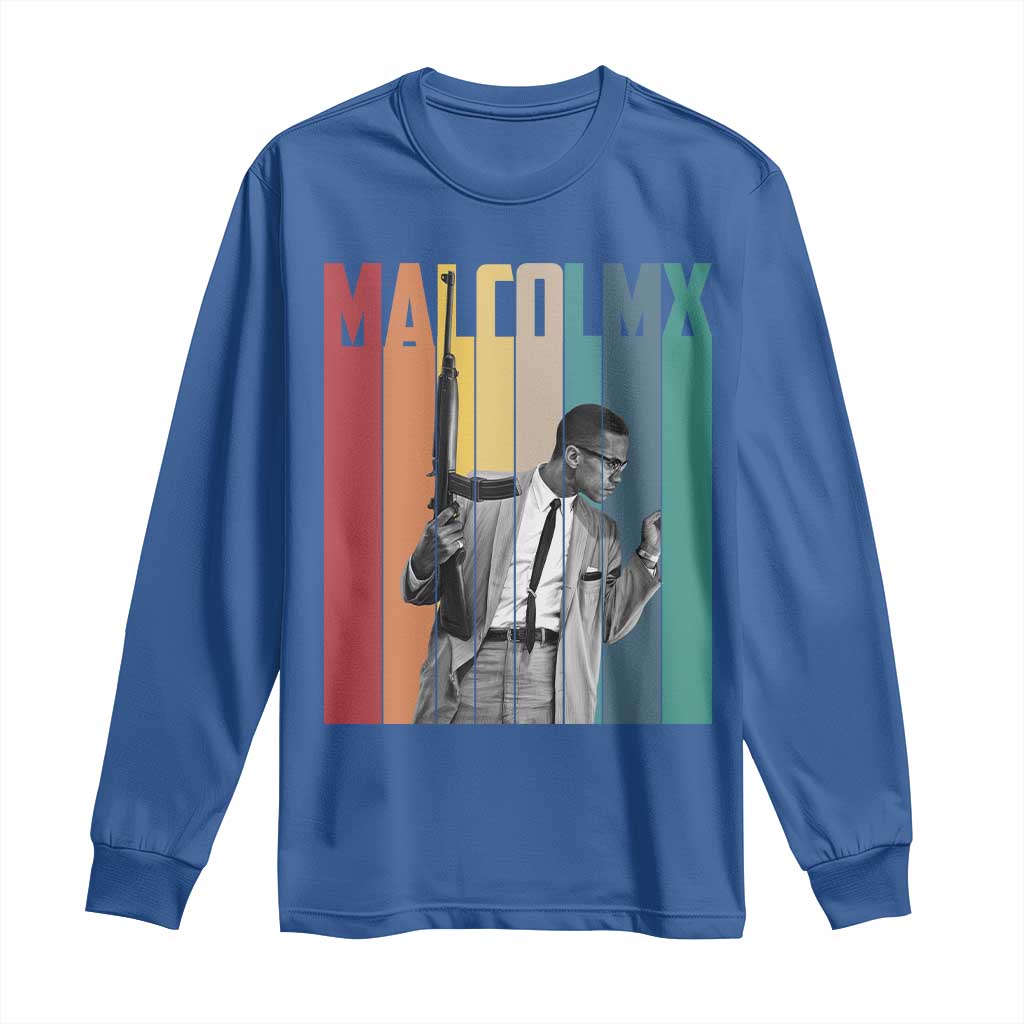 Malcolm X Long Sleeve Shirt Retro Portrait Black Empowerment Heritage Gift - Wonder Print Shop