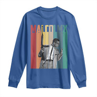 Malcolm X Long Sleeve Shirt Retro Portrait Black Empowerment Heritage Gift - Wonder Print Shop