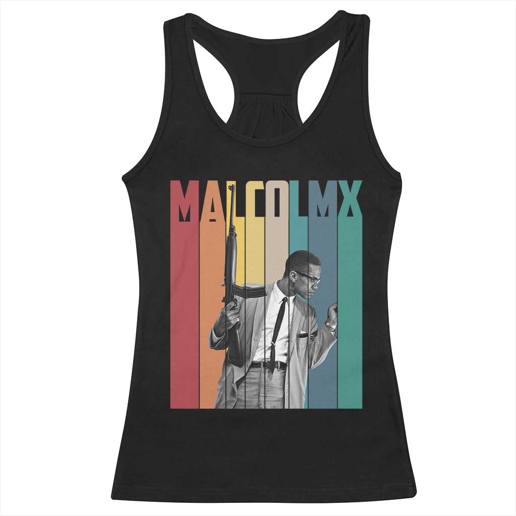 Malcolm X Racerback Tank Top Retro Portrait Black Empowerment Heritage Gift - Wonder Print Shop
