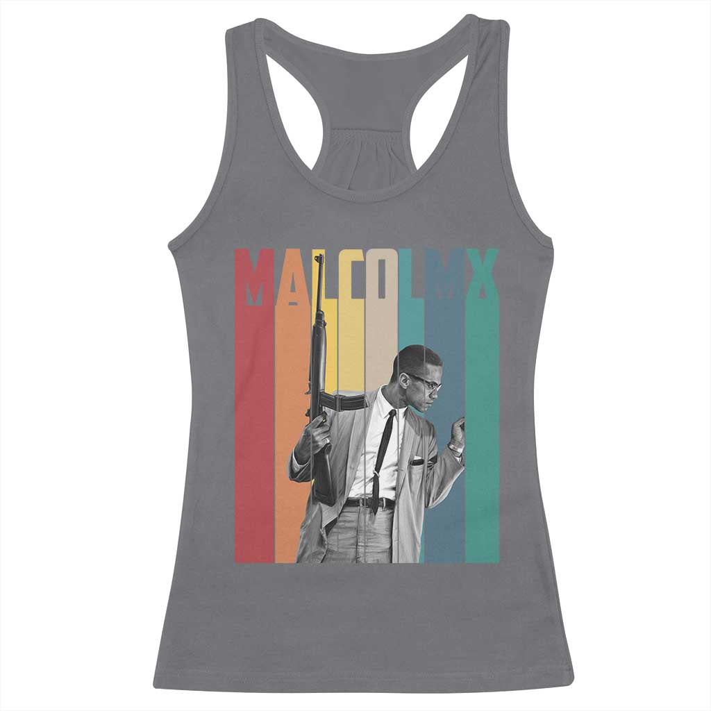 Malcolm X Racerback Tank Top Retro Portrait Black Empowerment Heritage Gift - Wonder Print Shop