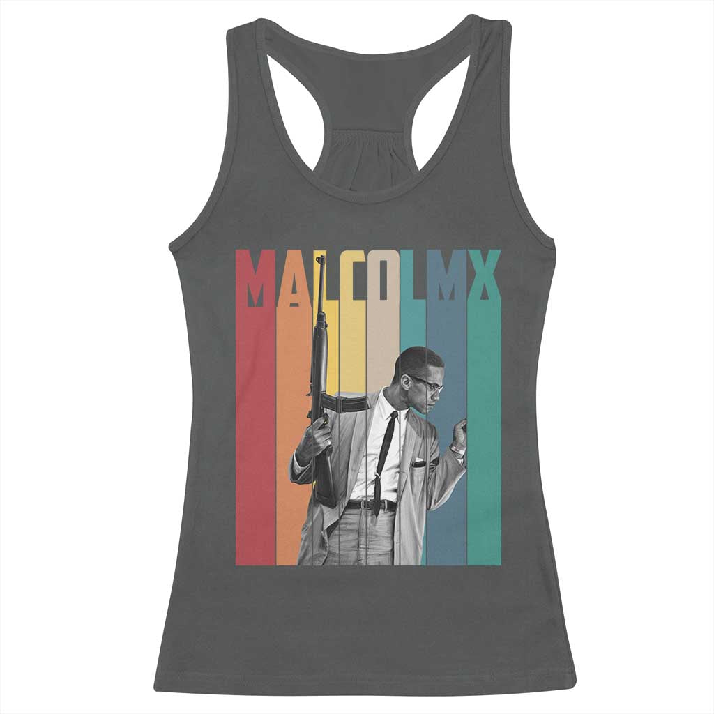 Malcolm X Racerback Tank Top Retro Portrait Black Empowerment Heritage Gift - Wonder Print Shop