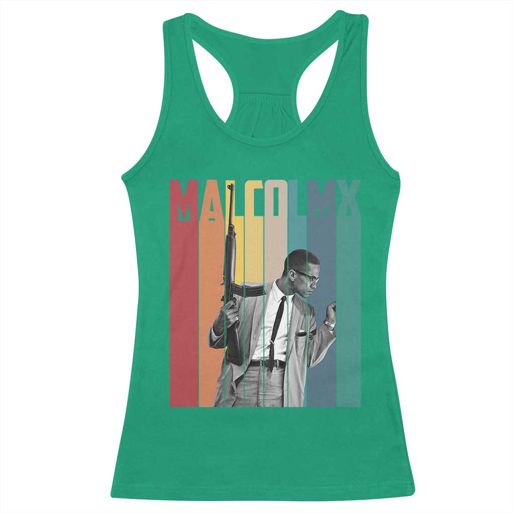 Malcolm X Racerback Tank Top Retro Portrait Black Empowerment Heritage Gift - Wonder Print Shop