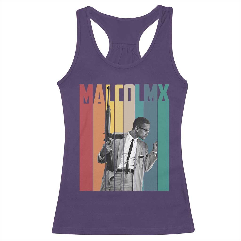 Malcolm X Racerback Tank Top Retro Portrait Black Empowerment Heritage Gift - Wonder Print Shop