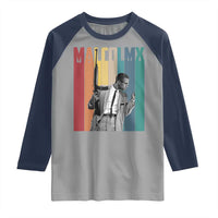 Malcolm X Raglan Shirt Retro Portrait Black Empowerment Heritage Gift - Wonder Print Shop