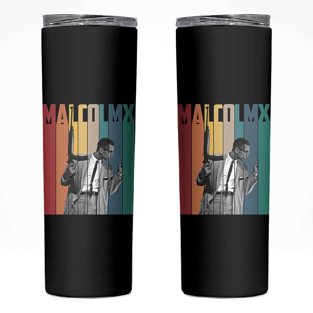 Malcolm X Skinny Tumbler Retro Portrait Black Empowerment Heritage Gift - Wonder Print Shop
