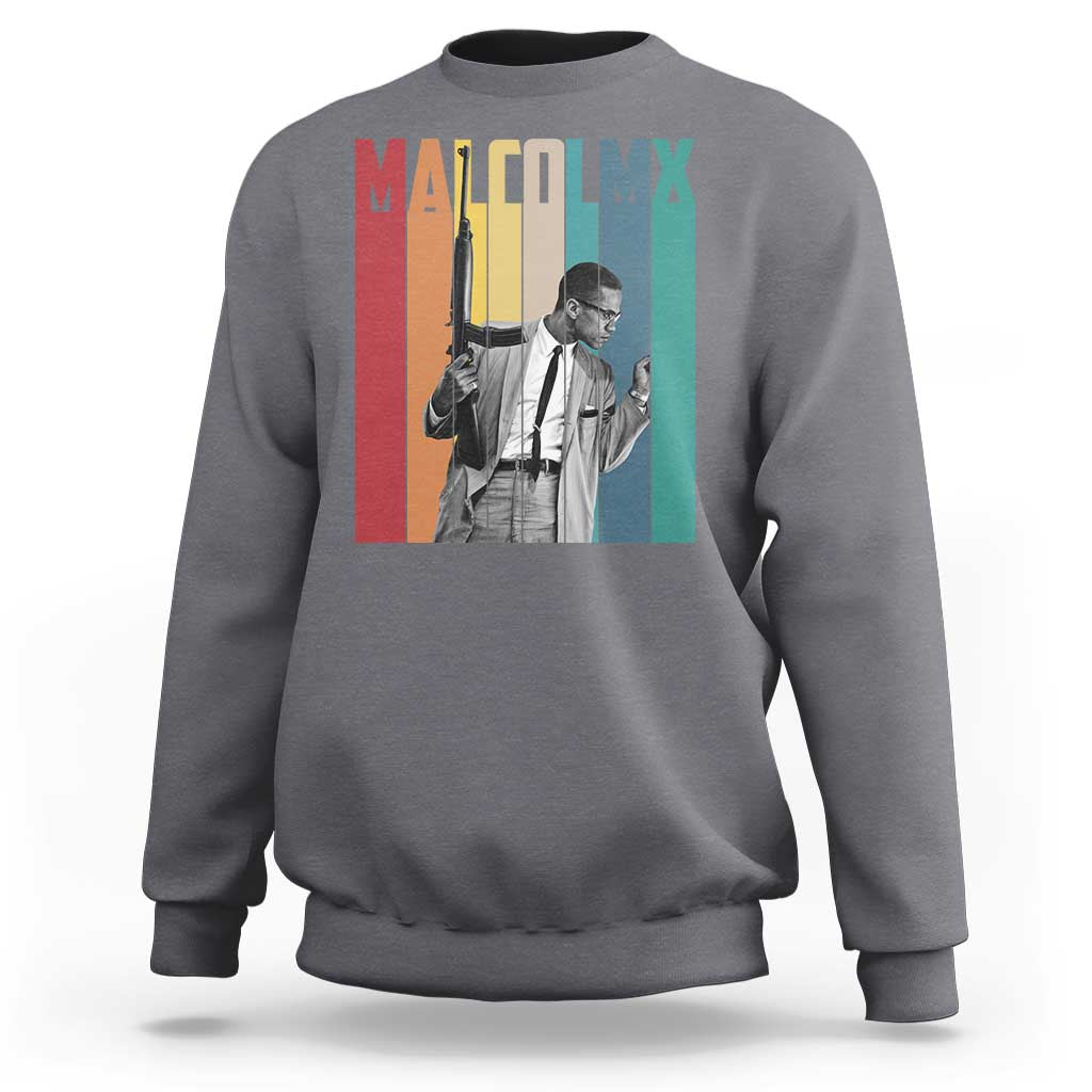 Malcolm X Sweatshirt Retro Portrait Black Empowerment Heritage Gift - Wonder Print Shop