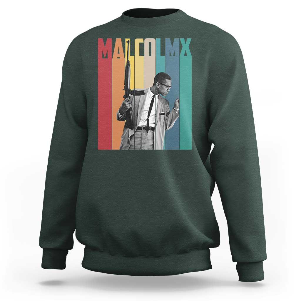 Malcolm X Sweatshirt Retro Portrait Black Empowerment Heritage Gift - Wonder Print Shop