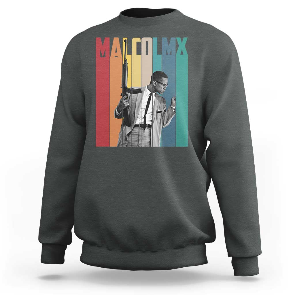 Malcolm X Sweatshirt Retro Portrait Black Empowerment Heritage Gift - Wonder Print Shop
