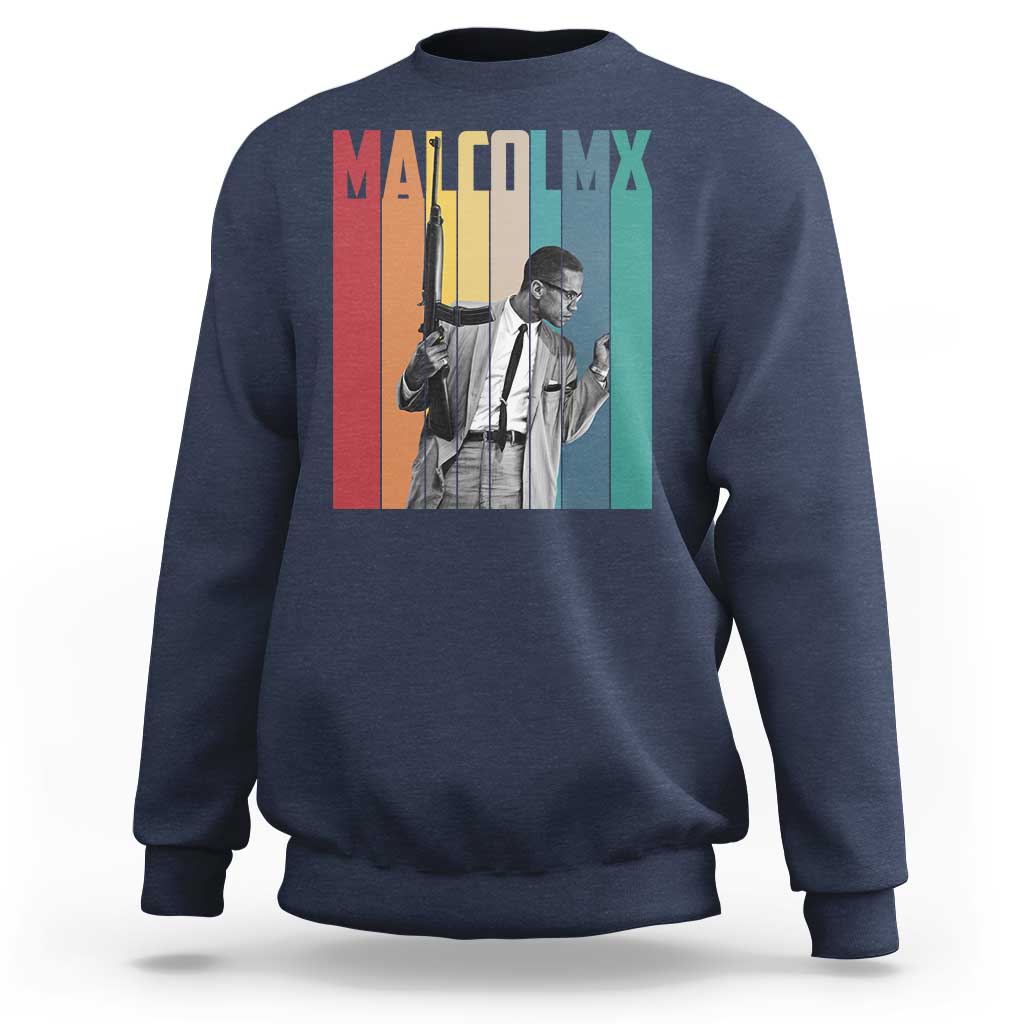 Malcolm X Sweatshirt Retro Portrait Black Empowerment Heritage Gift - Wonder Print Shop