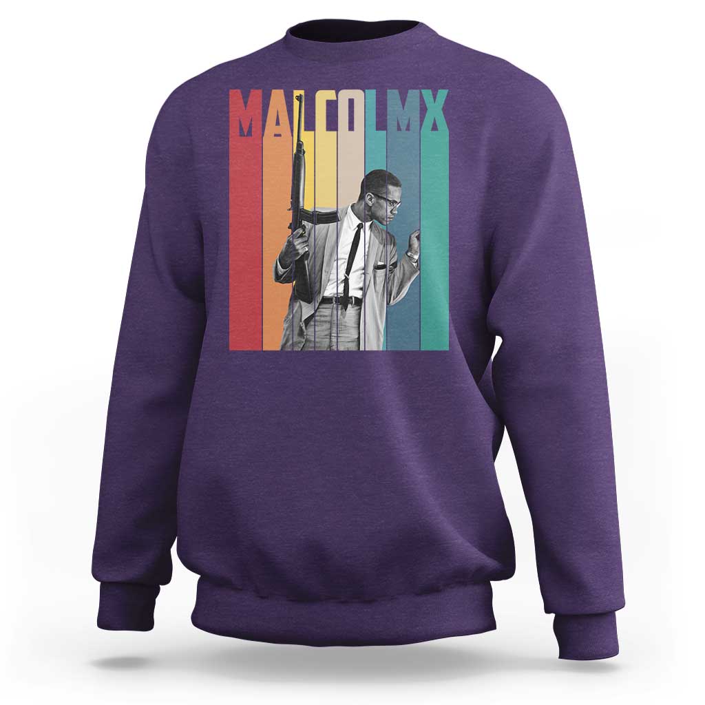 Malcolm X Sweatshirt Retro Portrait Black Empowerment Heritage Gift - Wonder Print Shop