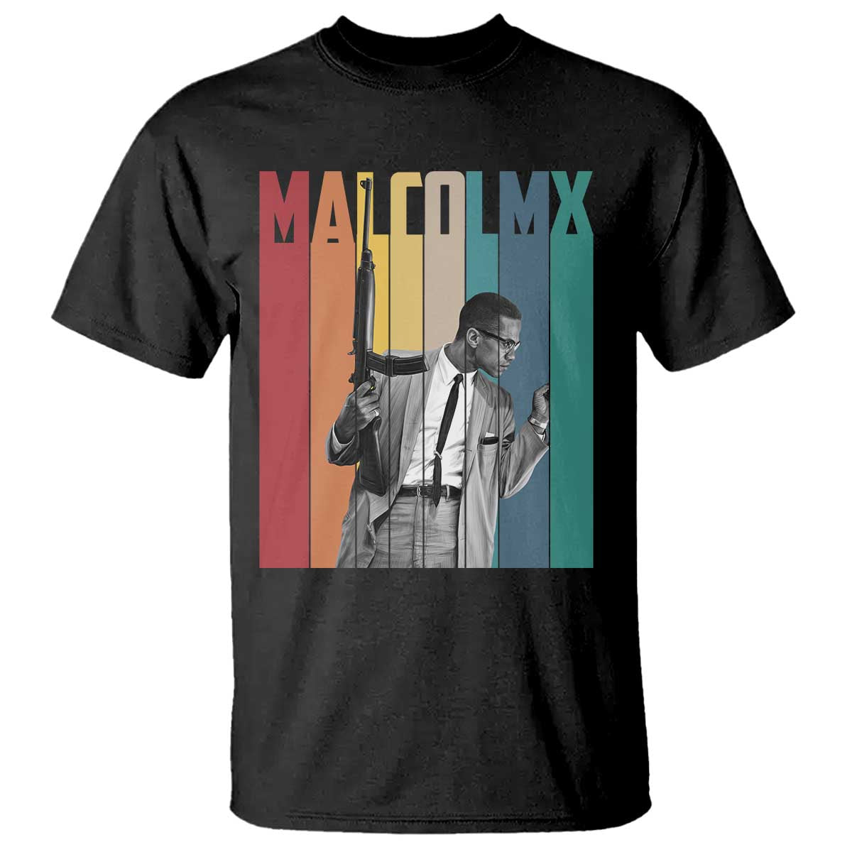 Malcolm X T Shirt Retro Portrait Black Empowerment Heritage Gift - Wonder Print Shop
