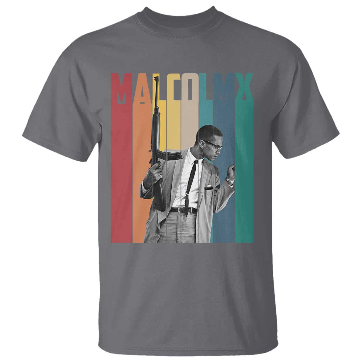 Malcolm X T Shirt Retro Portrait Black Empowerment Heritage Gift - Wonder Print Shop