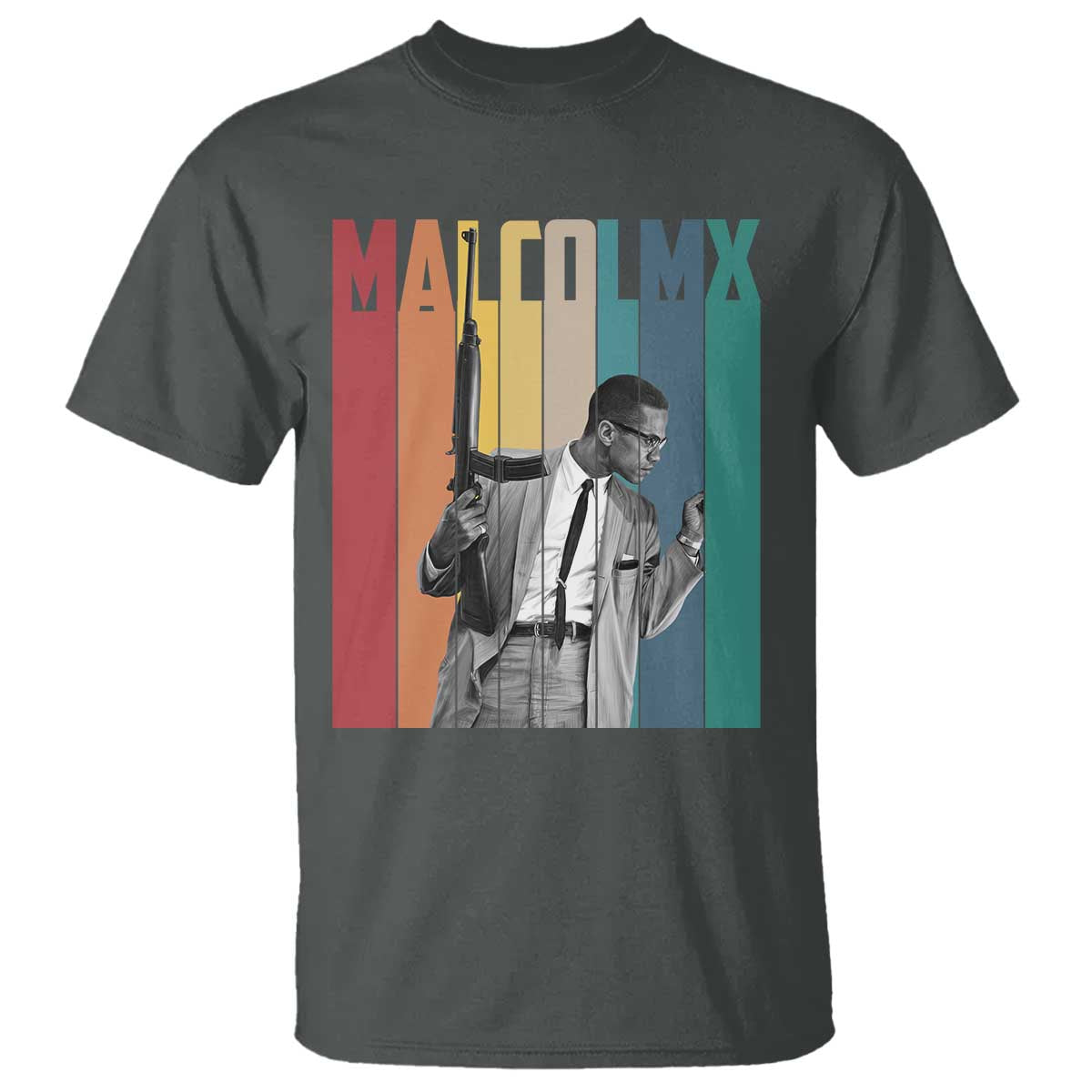Malcolm X T Shirt Retro Portrait Black Empowerment Heritage Gift - Wonder Print Shop