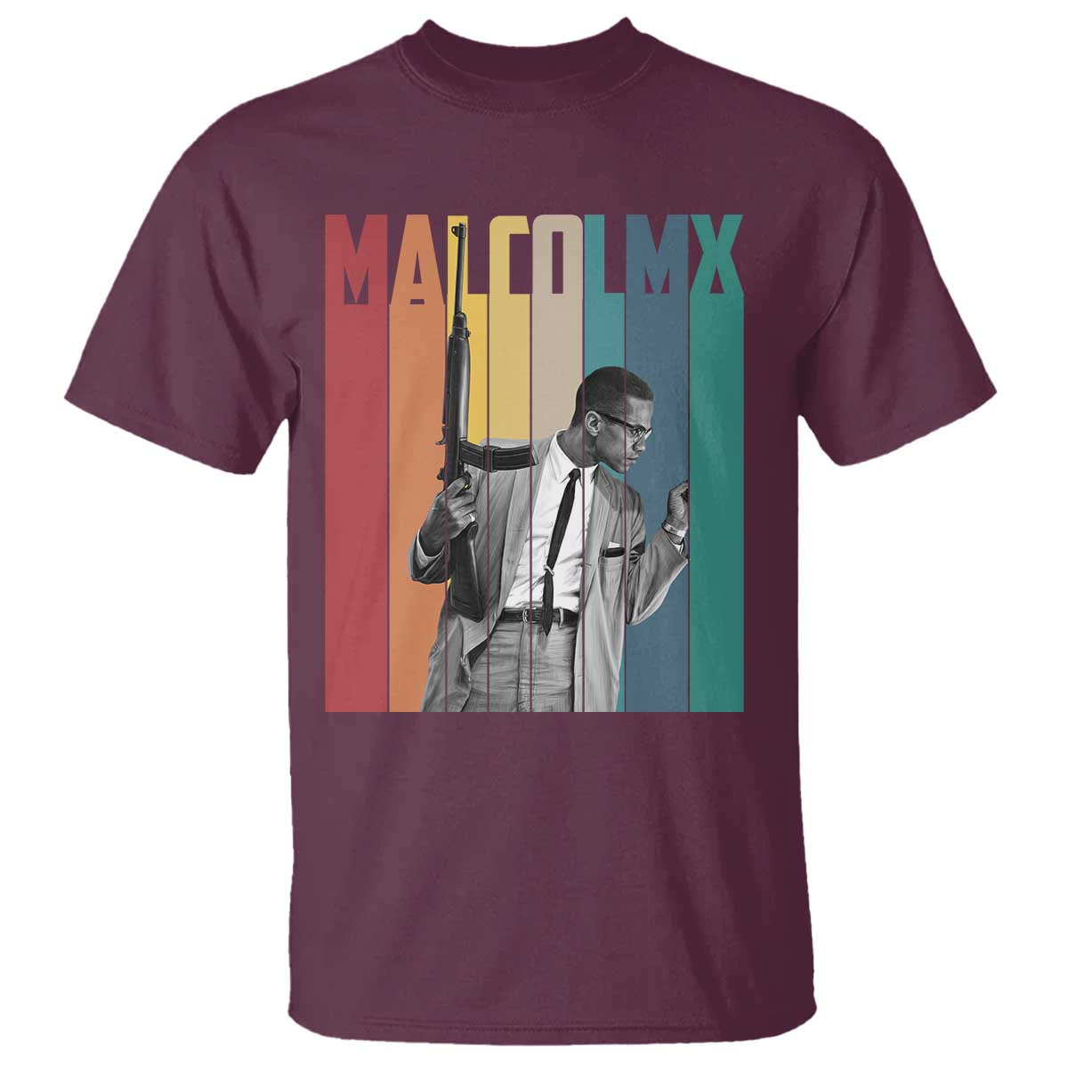 Malcolm X T Shirt Retro Portrait Black Empowerment Heritage Gift - Wonder Print Shop