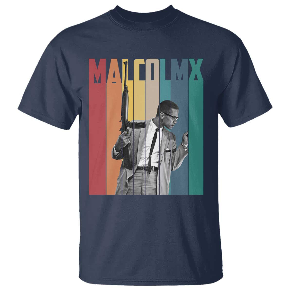 Malcolm X T Shirt Retro Portrait Black Empowerment Heritage Gift - Wonder Print Shop
