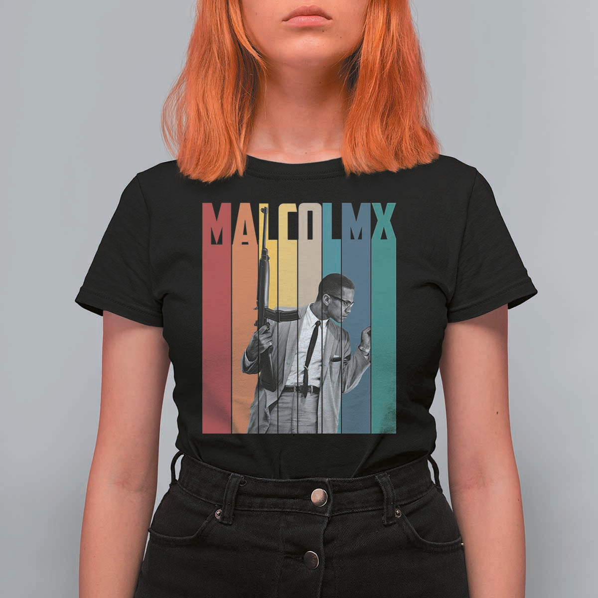 Malcolm X T Shirt For Women Retro Portrait Black Empowerment Heritage Gift - Wonder Print Shop