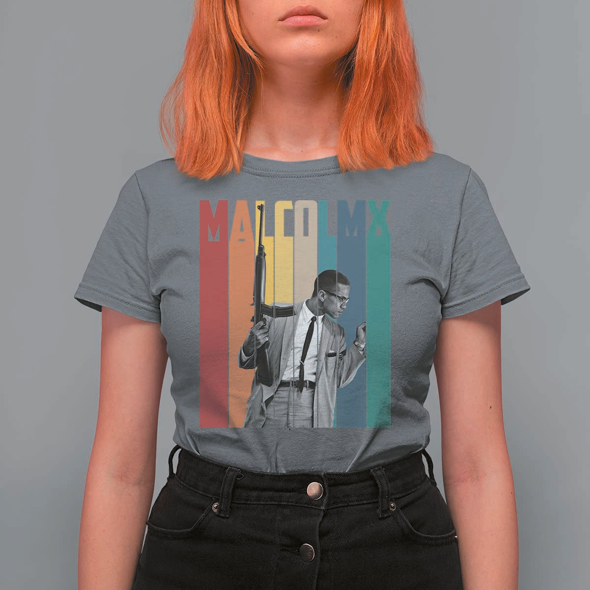 Malcolm X T Shirt For Women Retro Portrait Black Empowerment Heritage Gift - Wonder Print Shop