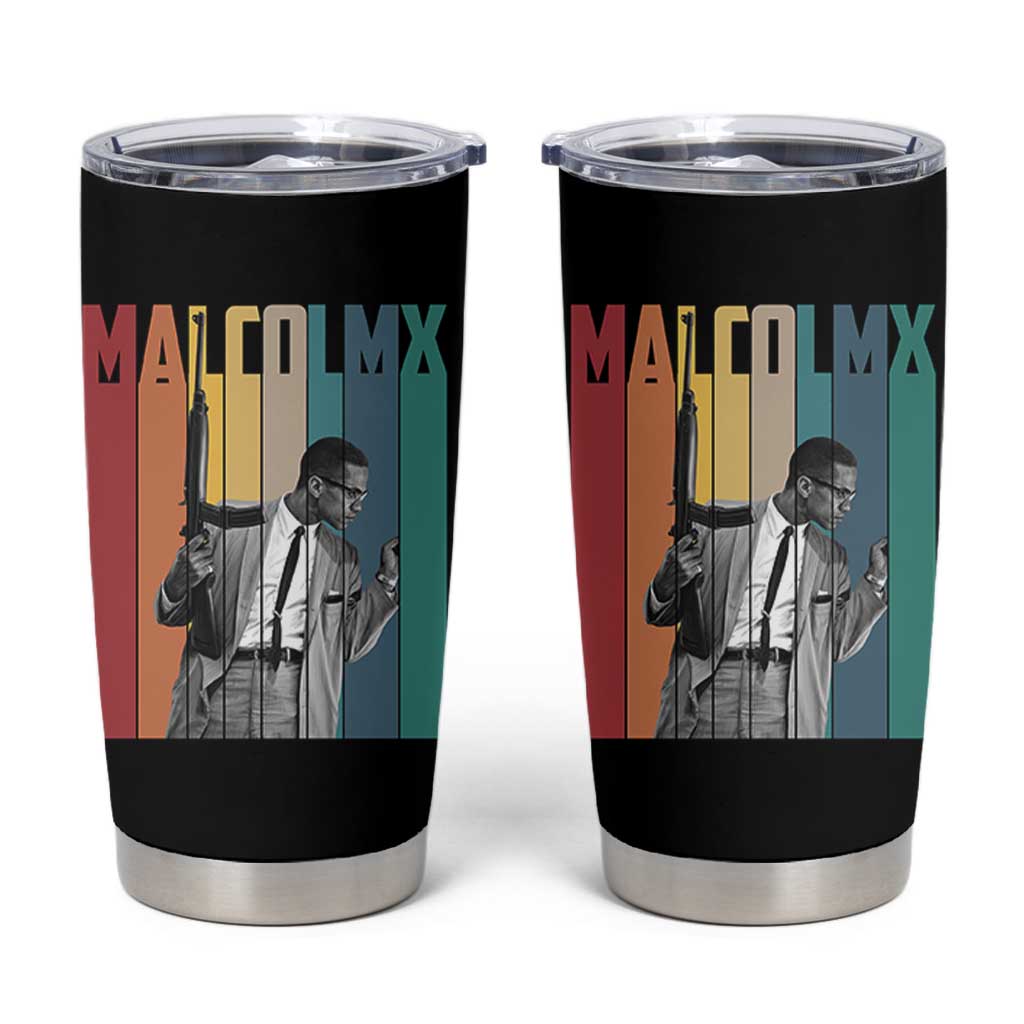 Malcolm X Tumbler Cup Retro Portrait Black Empowerment Heritage Gift - Wonder Print Shop