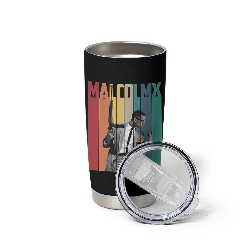 Malcolm X Tumbler Cup Retro Portrait Black Empowerment Heritage Gift - Wonder Print Shop
