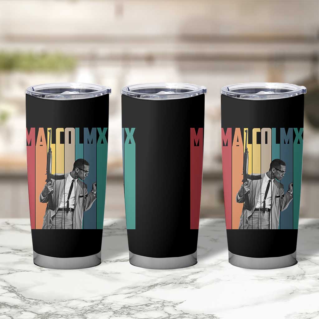 Malcolm X Tumbler Cup Retro Portrait Black Empowerment Heritage Gift - Wonder Print Shop