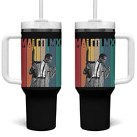 Malcolm X Tumbler With Handle Retro Portrait Black Empowerment Heritage Gift - Wonder Print Shop