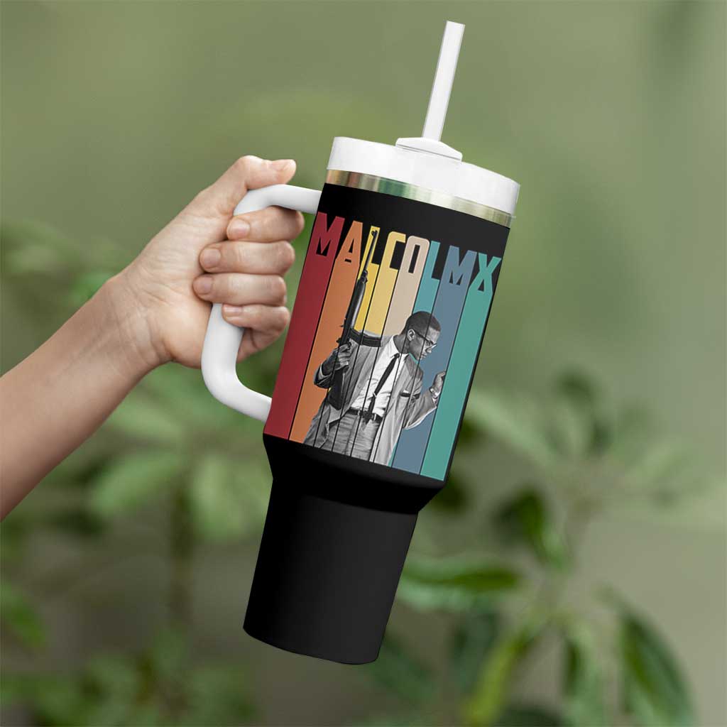 Malcolm X Tumbler With Handle Retro Portrait Black Empowerment Heritage Gift - Wonder Print Shop