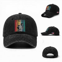 Malcolm X Washed Cotton Baseball Cap Retro Portrait Black Empowerment Heritage Gift