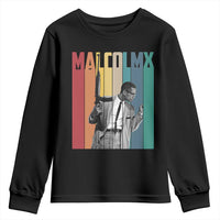 Malcolm X Youth Sweatshirt Retro Portrait Black Empowerment Heritage Gift - Wonder Print Shop