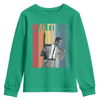 Malcolm X Youth Sweatshirt Retro Portrait Black Empowerment Heritage Gift - Wonder Print Shop