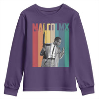 Malcolm X Youth Sweatshirt Retro Portrait Black Empowerment Heritage Gift - Wonder Print Shop