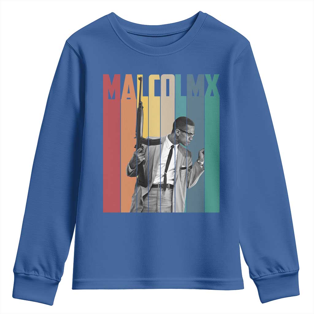 Malcolm X Youth Sweatshirt Retro Portrait Black Empowerment Heritage Gift - Wonder Print Shop