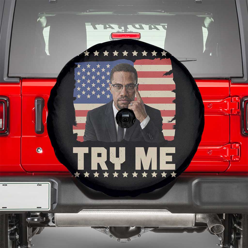 Malcolm X Try Me Spare Tire Cover African American Pride Gift - Wonder Print Shop