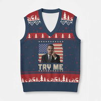 Malcolm X Try Me V-Neck Knit Sweater Vest African American Pride Gift - Wonder Print Shop