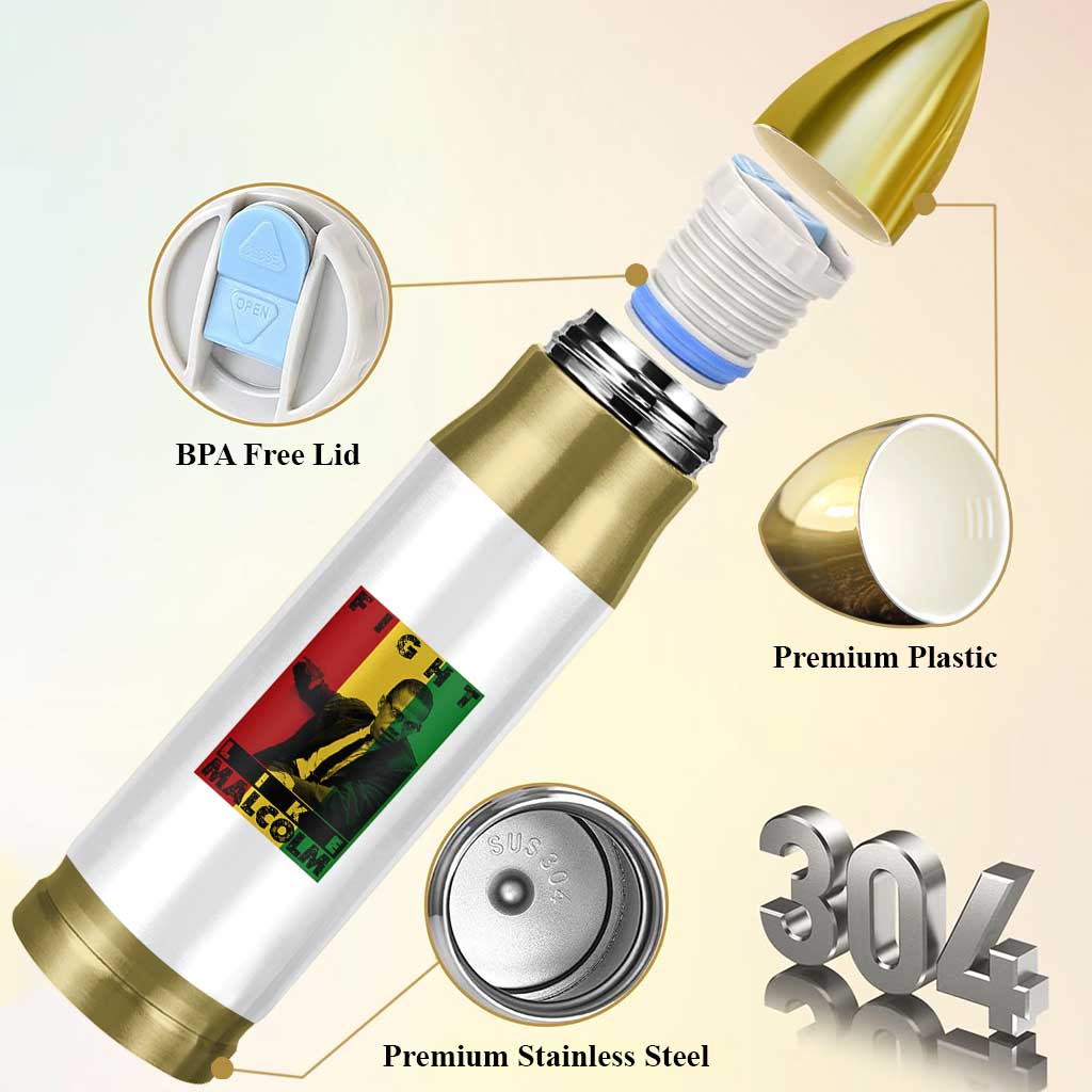 Fight Like Malcolm X Bullet Tumbler African American Pride Gift - Wonder Print Shop