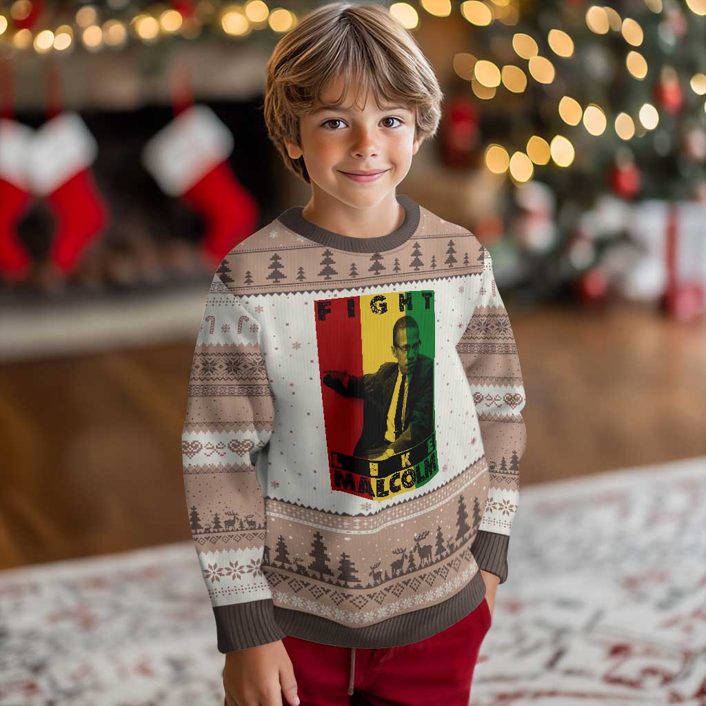 Fight Like Malcolm X Ugly Christmas Sweater African American Pride Gift - Wonder Print Shop