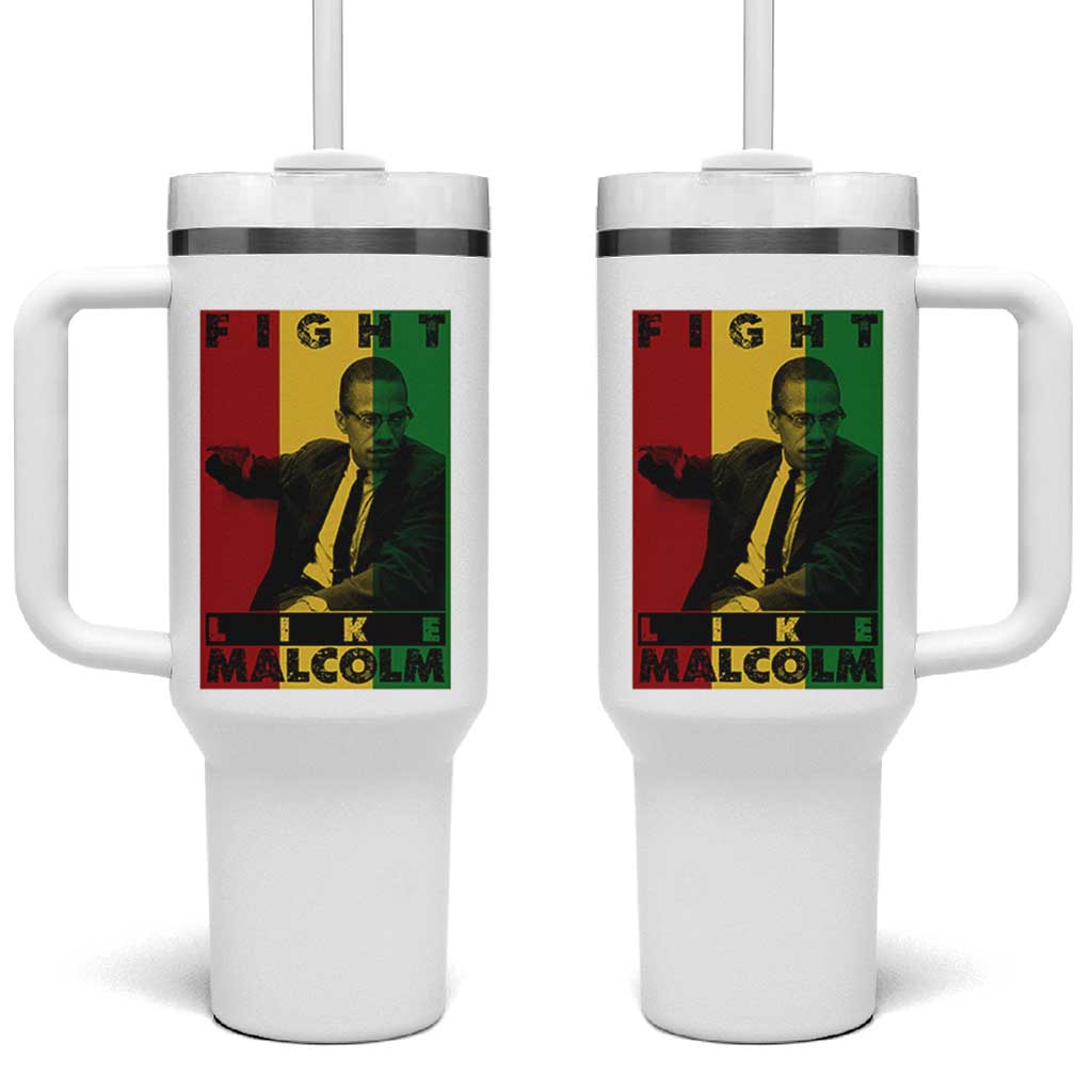 Fight Like Malcolm X Tumbler With Handle African American Pride Gift - Wonder Print Shop